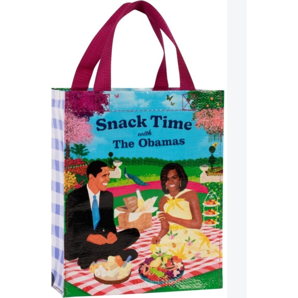 NWOT Blue Q Handy Tote Bag Snack Time with the Obamas Lunch bag NEW Recycled